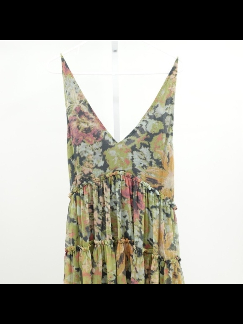 🪷 Free People Maxi Dress Sz M Julianna Green Floral - Picture 6 of 10
